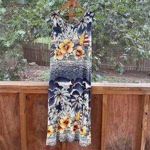 SPA Women's Vintage Tropical Sleeveless Maxi Dress Size S